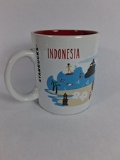 Starbucks Indonesia Series Mug 2014 16 oz Red Interior Coffee Cup HTF picture