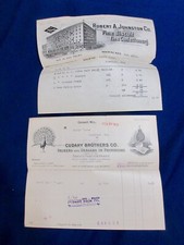TWO 1911 ilust BILLHEADS MILWAUKEE CUDHAY PACKERS ROBERT JOHNSON BISCUIT 7X8