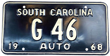 Vintage South Carolina 1968 Auto License Plate Garage Man Cave Decor Collector picture
