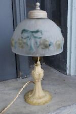 Antique 1930s Reverse Painted Shade Cast Iron Boudoir Lamp (rewired)  Pretty picture