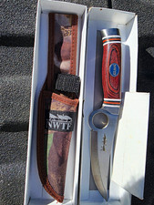 NWTF Hunting Fixed Blade Knife Clip Point Stainless Blade Wood Handle Sheath picture