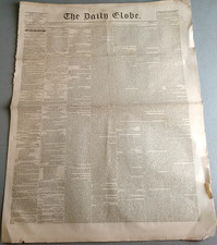 RARE 1862 Civil War Newspaper The Daily Globe Washington DC Congress Record picture
