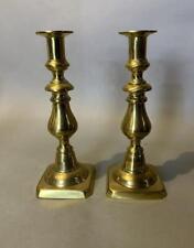 Pair of Early Antique Country Brass Push Up 9