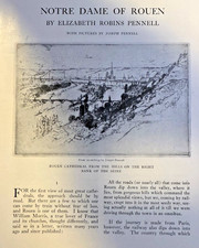1909 France Rouen Cathedral on the Seine River illustrated picture