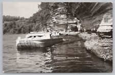 RPPC Wisconsin Dells, WI Boat Near Rock Cliff c1950 Real Photo Postcard picture