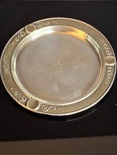Antique Bezalel Jerusalem Sterling Silver Kiddush Cup Saucer Plate Judaica 925 picture