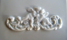 Vtg set 2  rare signet Limoges France porcelain glaze off white cherubs Art tile picture