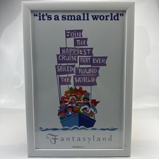 Vtg Authentic Disney it’s a small world Poster Fantasyland Framed 12x18” picture