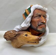 VTG 60’s BOSSONS Chalkware Sculpture Head “Desert Hunter” Man and Dog ~ England picture