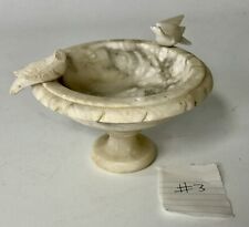 Hand Carved Italian Bird Bath Alabaster Marble Pedestal & 2Removable Doves picture