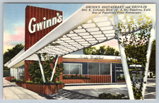 c1940s Gwinn's Restaurant Drive-In Pasadena California Postcard picture