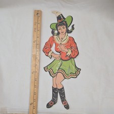 1955 Vintage Witch Cardboard Hanging Wall Decor Cutout Printed 18 in picture
