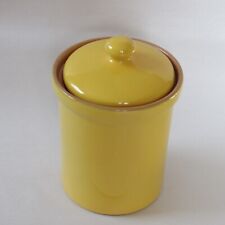 Vintage Italian Lidded Canister Yellow Glazed Pottery Stamped Made in Italy picture