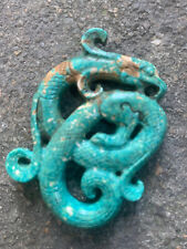 Beautiful Chinese Old Turquoise Hand Carved *Phoenix* 2Faces Pendant picture