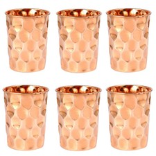 Set Of 6 Pure Copper Handmade Water Drinking Glass Tumbler For Health Benefits picture