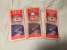 Lot of 3 1940s Mobilgas Road Maps US Socony-Vacuum Oil Co. GC with Patina  picture