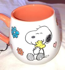 PEANUTS SNOOPY and WOODSTOCK COFFEE OR COCOA MUG  ORANGE HEARTS  NEW picture