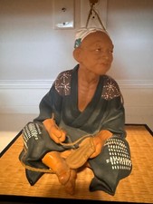 Vintage Hakata Urasaki Mimasu Japanese Clay Doll Statues Mid Century 1950s Vtg picture