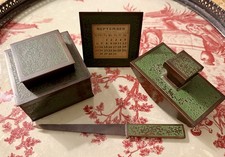 Antique K&O Co Kronheim Oldenbusch Desk Set Green Enamel/bronz/brass Complete4pc picture