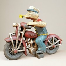 Popeye the Sailor Man Patrol Motorcycle Cast Iron Figurine picture