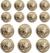 14 Pieces Gold Vintage Antique Metal Blazer Button Set - 3D 17mm, 23mm, picture