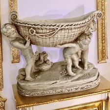 Vintage ABCO Alexander Backer Chalkware Children Carrying Boat Figurine Statue picture