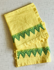 Vtg Huck Weave Fingertip Company Towels Set of Two Yellow & Green Ombré 18x16 ea picture