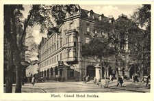 Plzeň Czech Republic Grand Hotel Smitka Street Scene RPPC Postcard c1920s Unused picture