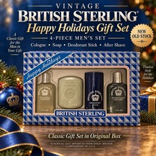 Vintage British Sterling Happy Holidays 4-Pc Men’s Gift Set Speidel Textron NOS picture