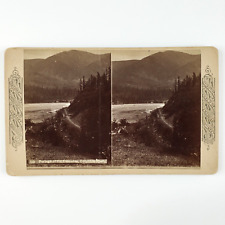 Columbia River Gorge Railway Stereoview c1880 Oregon Cascades Railroad Card E576 picture