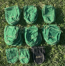 Lot of 57 Crown Royal Green Drawstring Bags 10” Long 1 Black Bag Liquor Carrying picture