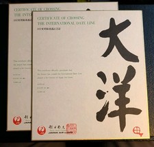 Certificate of Crossing the International Date Line, (2 Unused) 1970's Japan Air picture