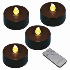 LumaBase Extra Large Battery Tea Lights with Remote Control Black Set of 4 picture