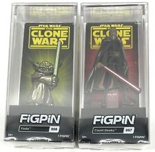 FiGPiN Star Wars The Clone Wars Yoda #998 & Count Dooku #997 Collectable Pins picture