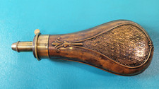 Rare Panel Style Bartram &Co Nimrod Black Powder Flask Riling 540 c.1850  TR1849 picture
