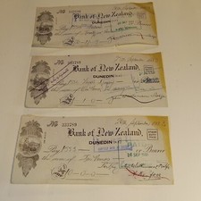 3-Antique 1933 New Zealand Cheque Bank Memorabilia AMP picture