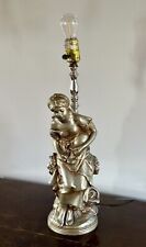 RELIC ART New York 1950’s MCM Lady Figurine Gold Tone Lamp 17” Vintage Chalkware picture