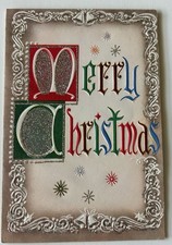 Vintage Christmas Card Colorful Mica Glitter S10 picture