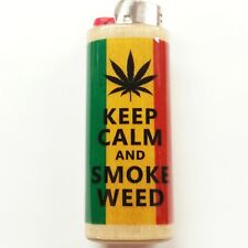 Rasta Keep Calm & Smoke Lighter Case Holder Sleeve Cover Fits Bic Lighters picture
