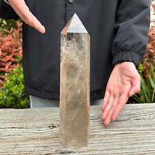 3.5LB 9.7'' Natural Smoky Quartz Obelisk Crystal Tower Point Healing Energy picture