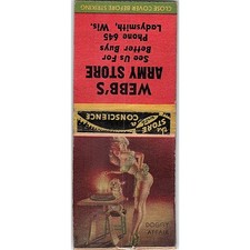 Webb's Army Store Ladysmith WI Pinup Vintage Matchbook Cover MB61-3 picture
