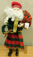 Santa Clause With Bag Of Toys In Kilt Christmas Figure With Wreath Rare picture