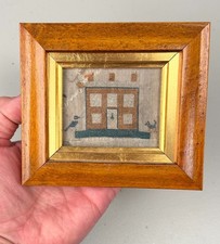 Antique Miniature American Embroidered Needlework Sampler Folk Art 19th Century picture
