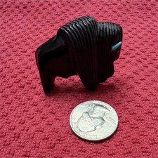 Black Stone Buffalo/Bison Carving Figurine w/ Turquoise Horn & Eye Inlay picture