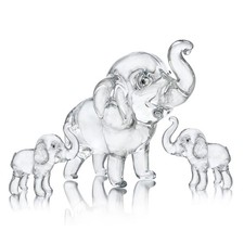 HDCRYSTALGIFTS Set of 3, Crystal Elephant Figurines Collectible Lucky Glass Anim picture