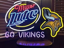 Miller Lite Minnesota Vikings Go Vikings Bar Light Lamp Neon Sign 24