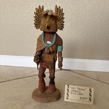 Rick James Hopi Owl Mongwu Kachina 1990 Hand Carved Signed Native American Art picture