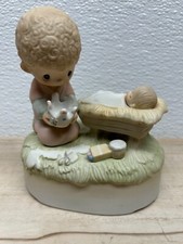 1979 Enesco Precious Moments Crown Him Lord Of All Music Box Porcelain Figurine picture
