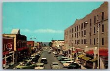 1960s Eustis Florida FL Magnolia Ave and Lake Store Fronts Old Cars Postcard J9 picture