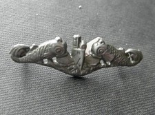 Navy Submarine Enlisted Warfare Dolphins Lapel Pin Badge 1.5 inches USN Pewter picture